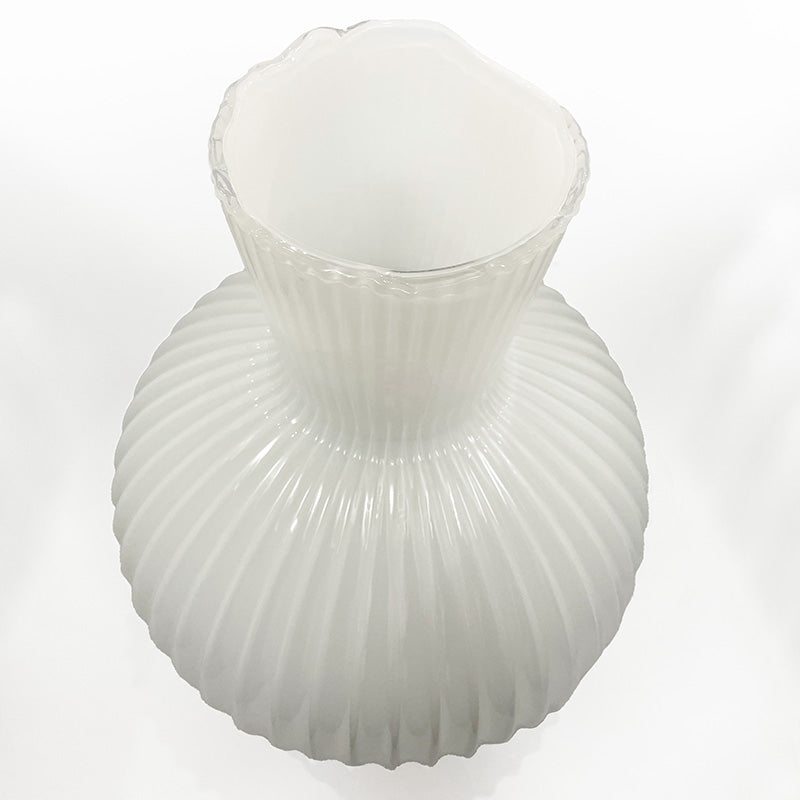 Ribbed Belly White Vase - Large