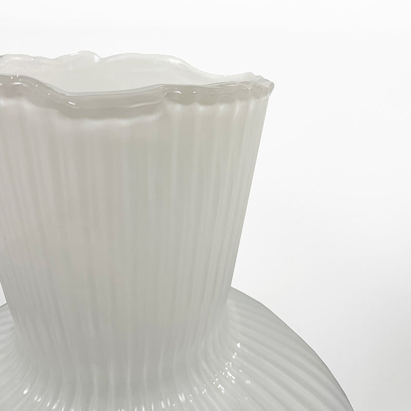 Ribbed Belly White Vase - Large