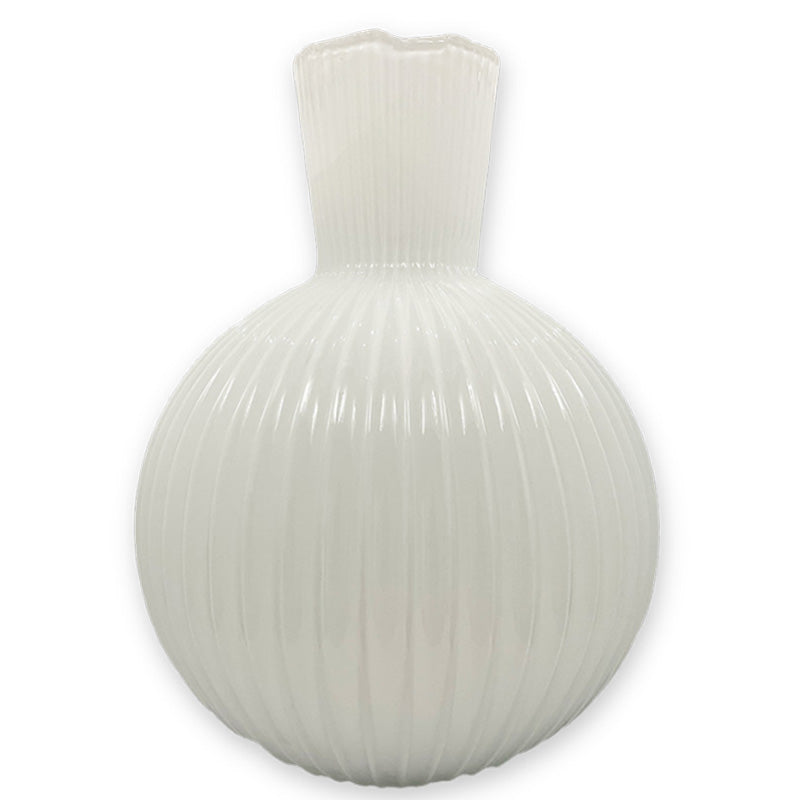 Ribbed Belly White Vase - Large