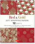 Red and Gold Gift Wrapping Papers - 12 Sheets